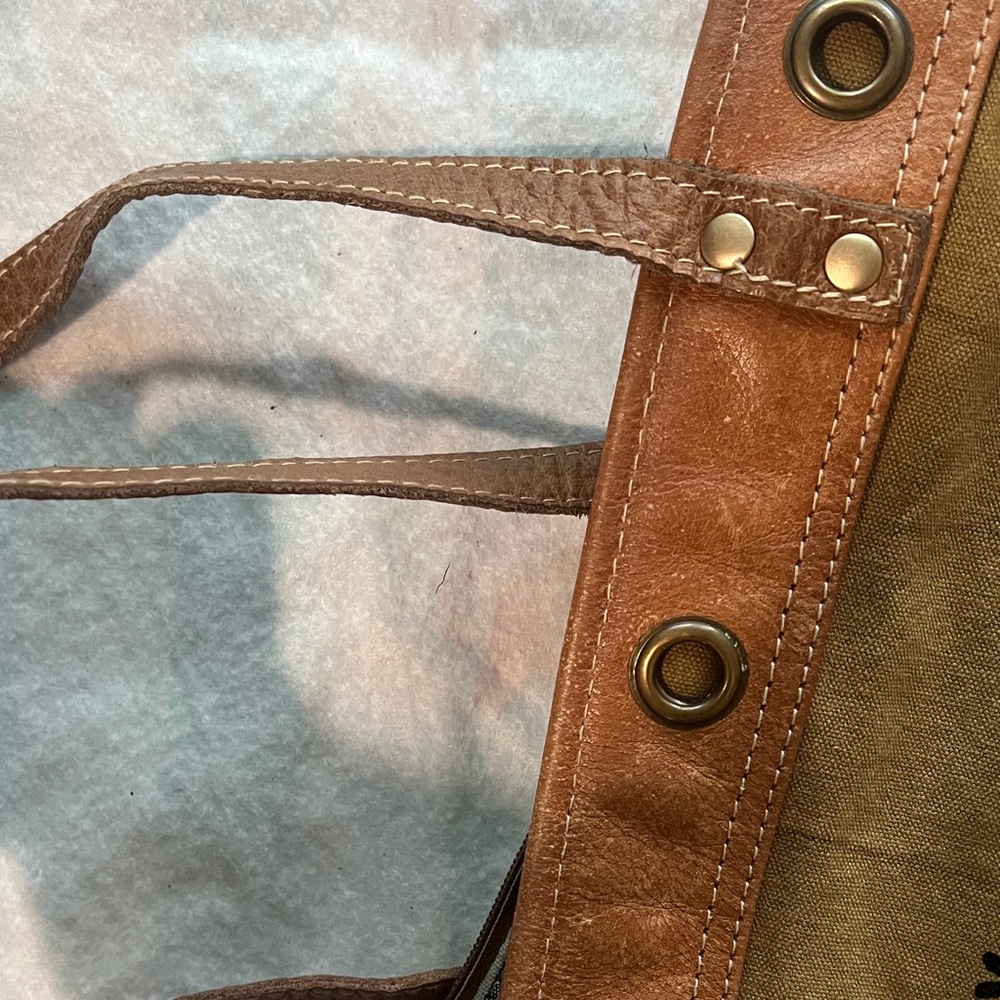 Myra Bag Brown and Tan Canvas Bicycle Tote - Picture 6 of 6